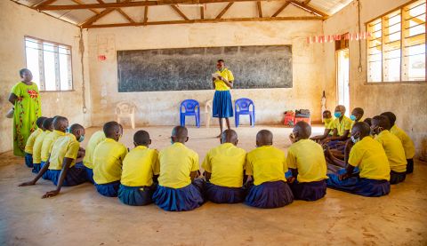 A girl leading a session of the Girls’ Forum in Kilifi, Kenya.