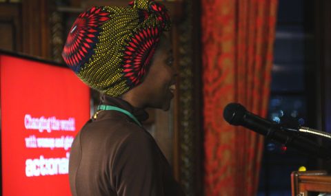 Rakaya Esime Fetuga reads her poem Voice Could at the Parliament.