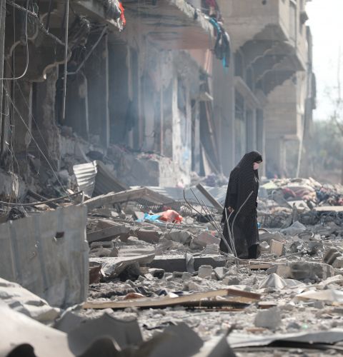 Gaza woman rubble