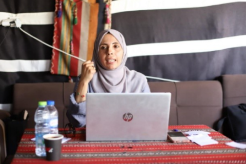  Asmaa at work. Photo: ActionAid/Wattan Media Network