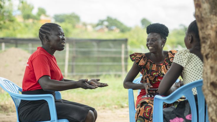 Hellen, Suya, and Eva of the Loketa Women's and Girls Centre